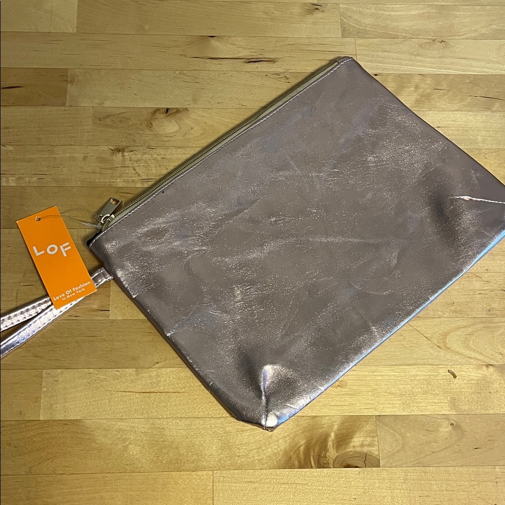 LOF Metallic Rose Gold Toiletry Bag/Wristlet